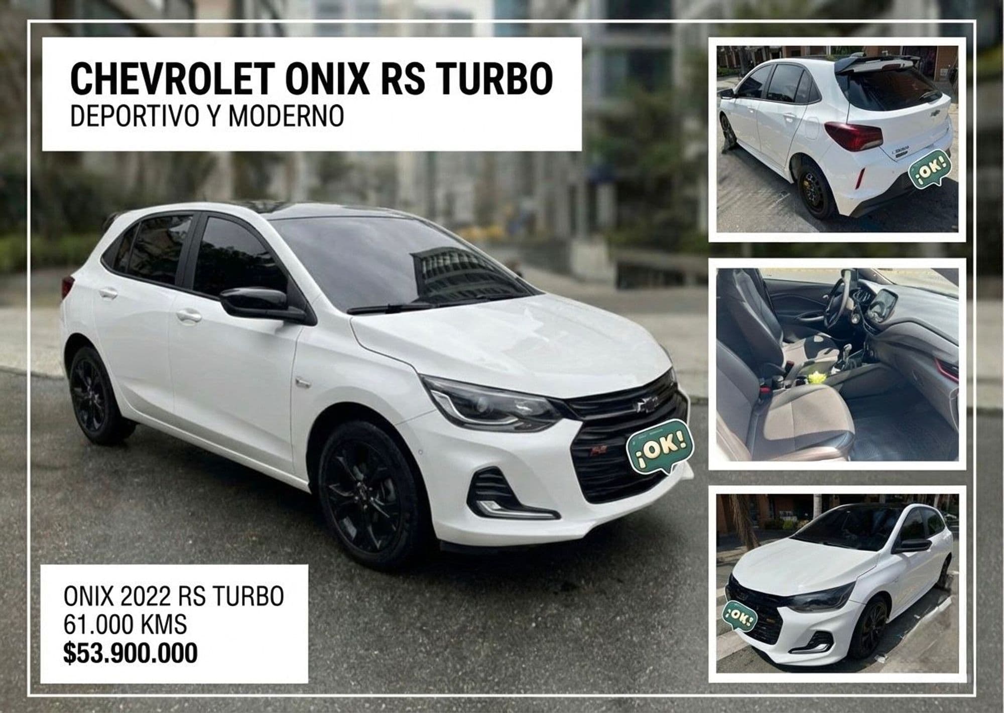 CHEVROLET ONIX 2022 RS MECANICO TURBO FULL EQUIPO - imagen 1