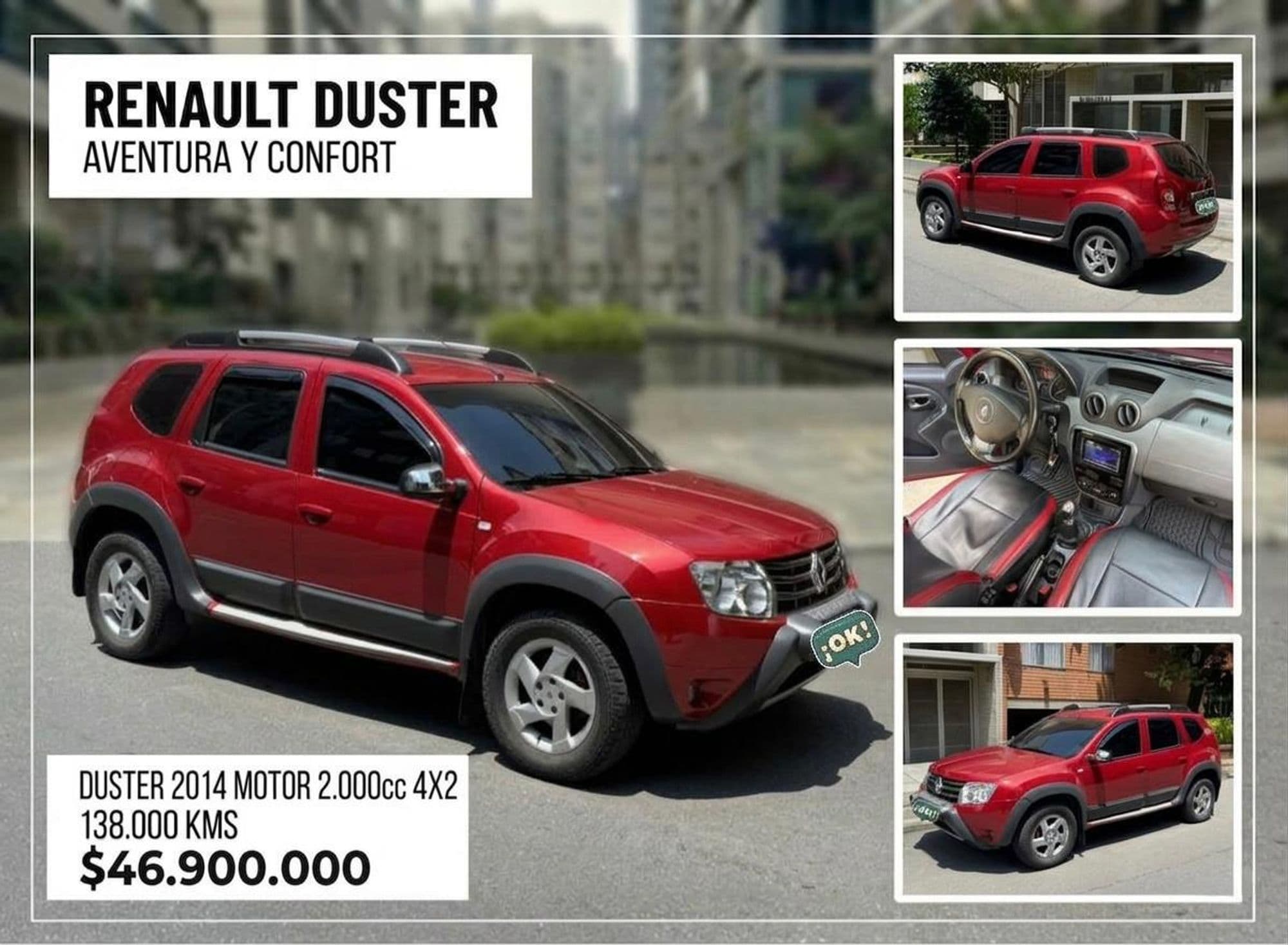 RENAULT DUSTER 2014 MOTOR 2.000cc FULL EQUIPO 4X2 - imagen 1